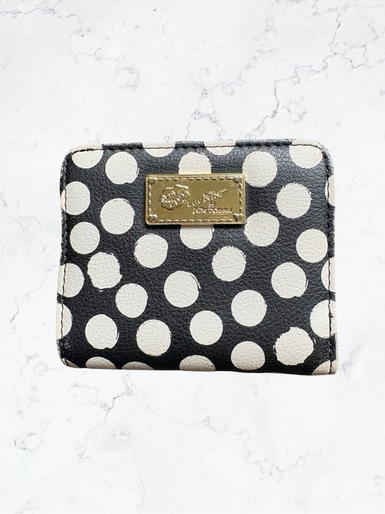 Betsey Johnson Handbags - Betsey Johnson Black and White Polka Dot Zip-Around Wallet with Gold Plaque